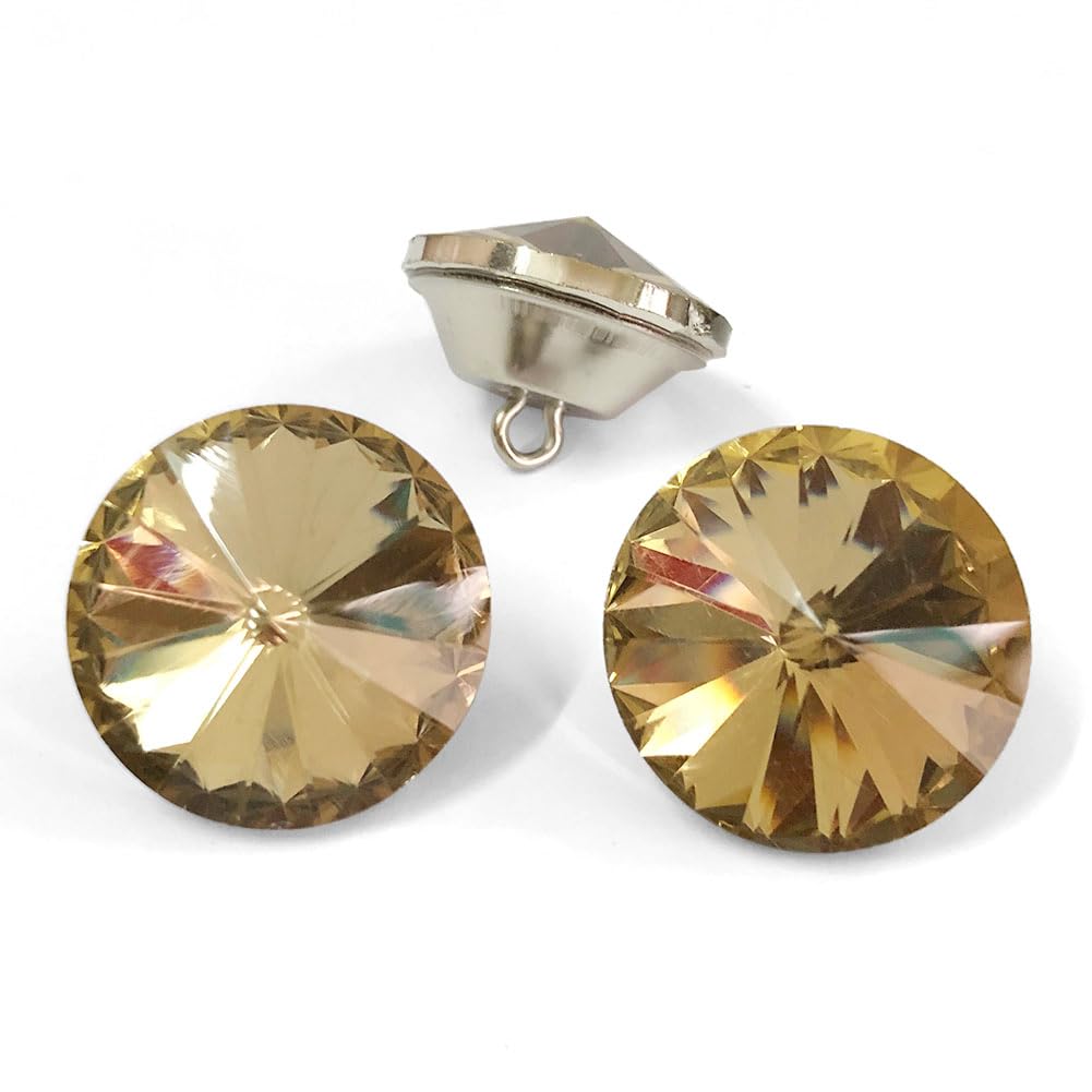 Let's Decorate 25PCS 25MM Crystal Glass Buttons for Sofa, Headboard, Upholstery and DIY Projects, Sewing Buttons - Tea Button (WX)