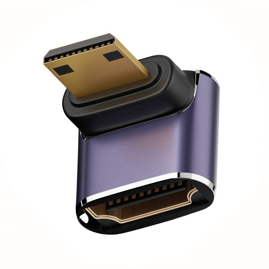 chenyang Mini HDMI 2.1 Converter Adapter, Mini HDMI Male to HDMI Female 90 Degree UP Angled UHD Extension Converter Adapter