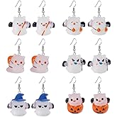 6Pairs 3D Ghost Earrings For Women Cute Halloween Ghost Earrings Unique Acrylic Pumpkin Ghosts Earring Halloween Holiday Party Accessories Fashion Jewelry