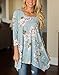 XUERRY Women Plus Size 3/4 Sleeve Tunic Tops Loose Floral Print Shirt(Dusty Blue,XL)