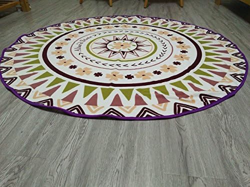 Lightweight Microfiber Beach Towel Round 59“ Floral Geometry Printed - Home Decor Yoga Mat Sofa Couch Chair Blanket - Absorbent &amp; Quick Dry Bath Towel Shower Casual Wrap