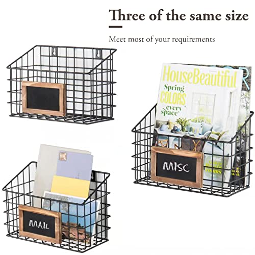 MyGift Black Metal Wire Hanging Storage Basket with Chalkboard Labels