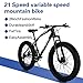 Outroad Fat Tire Mountain Bike Snow Bike 26 inch 21 Speed 700CC Grass Sand Bicycle Blackthumb 4