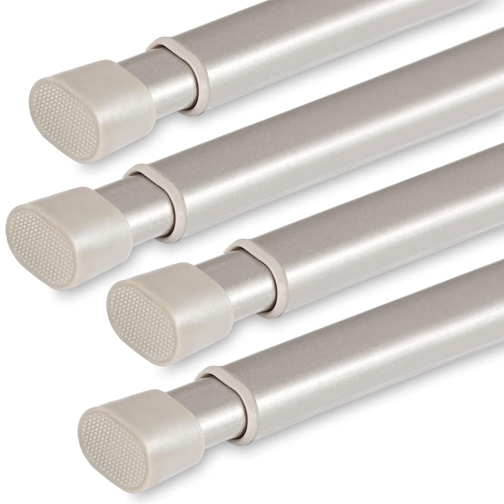 Photo 1 of (USED/FAIR) (BAGGED) 4 Pack Tension Rod Oval Spring Tension Curtain Rod Adjustable 36 to 60 Inches Small Short Nickel Tension Rods No Drilling Spring Loaded Curtain Rods For Doors and Windows, 36-60 Inch, Nickel