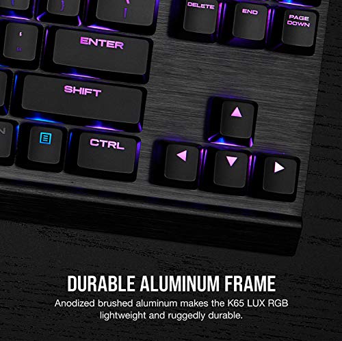 Corsair K65 LUX RGB Compact Mechanical Keyboard - USB Passthrough & Media Controls - Linear & Quiet - Cherry MX Red - RGB LED Backlit