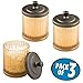 mDesign Fluted Bathroom Vanity Storage Organizer Canister Apothecary Jar for Cotton Swabs, Rounds, Balls, Makeup Sponges, Bath Salts - 3 Pack - Amber/Bronze