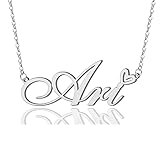 AOLO Ari Heart Name Necklace Silver Stainless Steel