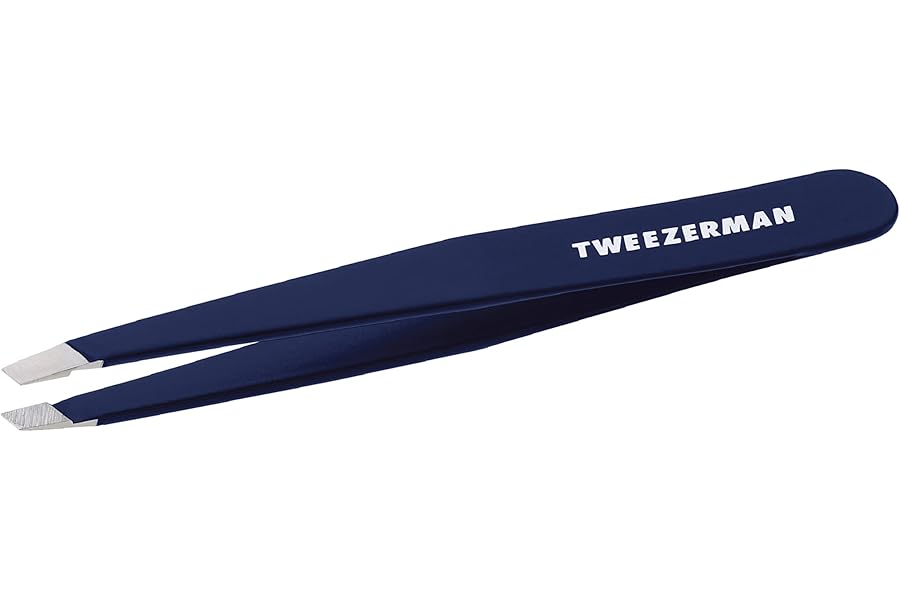 Tweezerman Exclusive Evening Blue Slant Tweezer – Hair Removal Tweezers, Stainless Steel