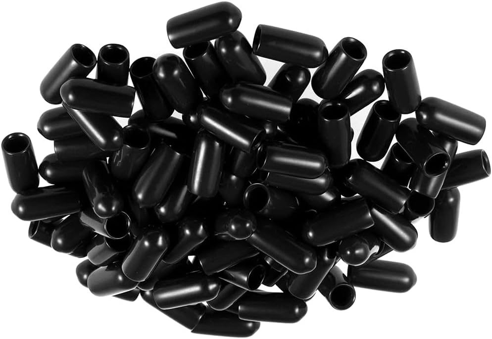 MACHSWON 100pcs Rubber End Caps 5mm ID, Vinyl Round End Cap Cover Screw Thread Protectors Tube Bolt Cap for protection of Screws Tubes Cables Wires, etc