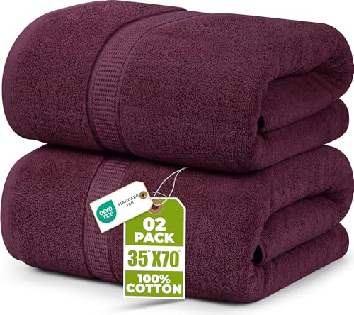 Utopia Towels - Premium Jumbo Bath Sheet (90 x 180 cm, 8 Pack) - 100% Ring Spun Cotton Highly Absorbent and Quick Dry Extra Large Bath Sheet - Super Soft Hotel Quality Towel (Burgundy)