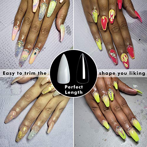 Stiletto Nails Clear Long Sharp Fake Nails INFELING Full Cover False Acrylic Nails 500pcs with Case for Nail Salons,10 Sizes - Thumbnail 2