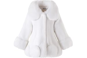 Tumaron Girls Faux Fur Long Coat for 4-12 Years Winter Jacket Fluffy Warm Princess Outwear