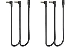 Wohand 1 to 2 Way Daisy Chain Guitar Pedal Power Supply Splitter Cable Adapter Power Cable Black-2PCS