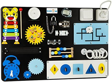 Busy Board - for Toddlers - Sensory Board for Kids - Activity Board for Toddlers - Locks and latches Activity Board - Baby Activity Board - Latches Wooden Activity Board