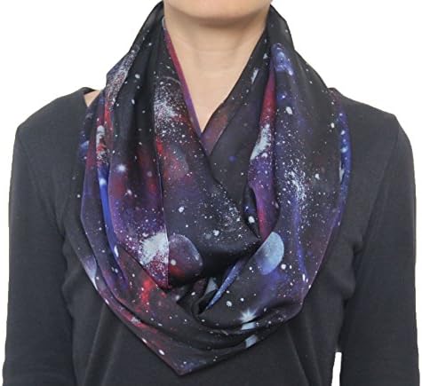 Fashion Nebula Galaxy Twinkle Stars Pale Planet Print Chiffon Infinity Circle Scarf
