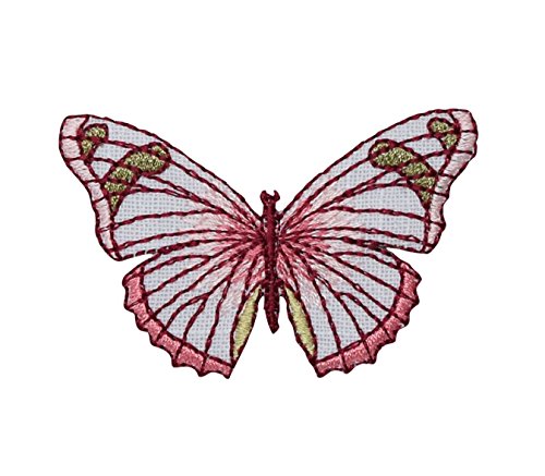 Butterfly - Pink/Burgundy/White - Iron on Applique/Embroidered Patch