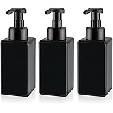 3 Pack Foaming Soap Dispenser Empty Plastic Foam Pump Bottle Refillable Foam Soap Bottle Dispenser for Shampoo Liquid Soap Face Wash (Black, 450ml/15oz)