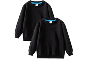 Shouldin 2-Pack Unisex Kids Crewneck Sweatshirt Long Sleeve Cotton Pullover Tops For Boys and Girls(Thin)