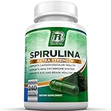 BRI Nutrition Spirulina - Maximum Strength Spirulina Powder Capsules, Packed w/Antioxidants, Protein & Vitamins - 2000mg, 240 Vegetable Capsules