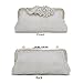 BIG-SALE- Evening Handbags Flower Evening Clutch Pearl Beaded Evening Handbags For Cocktail Wedding (Silver-3007)