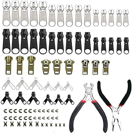 89-teiliges Reißverschluss-Reparaturset, mehrere Werkzeuge zum Reparieren von Jeans, Mänteln und Reißverschluss an der Jacke,