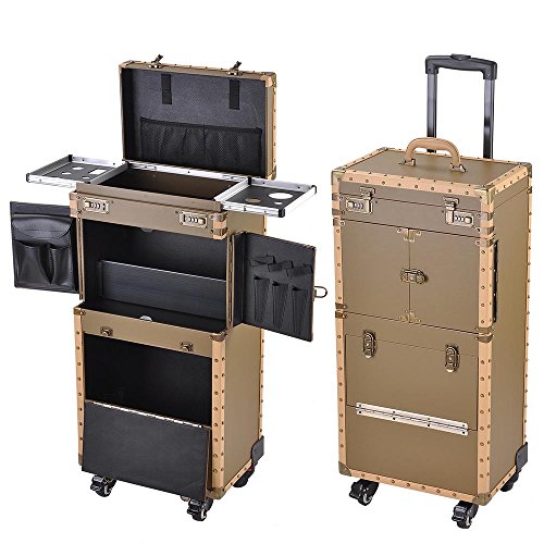 Aw rolling 15x10x29" makeup stylist train case hai…