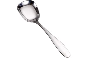 Serlife 6 Packs Stainless Steel Serving Spoon Paint Square Head Flat Big Spoons (Silver)