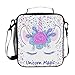 ZOEO Girls Unicorn Lunch Box Head Cream Magic Pink Floral Tiara Prep Kids Cooler Insulated Lunch Bag Tote Freezable Shoulder Strap Waterproof Picnic Meal for School Office