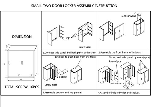 Small Office Metal Cabinet Locker with 3 Layer Each Door Storage for Cloth PC and Shoes,Changing Room Locker (2D)
