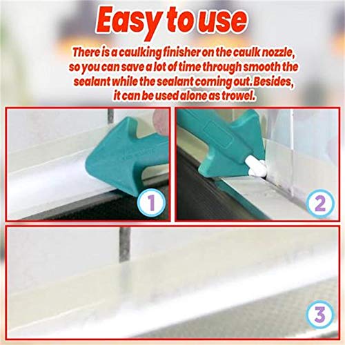 3pcs Nozzle Plus Rubber Caulking Tools, Rubber Caulking Finisher Nozzle,Sealant Nozzle, Caulking Tools Rubber Sealant Finishing Tool Grout Scraper, Great Tools for Kitchen Bathroom Window (Blue) - Thumbnail 2