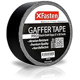 XFasten Gaffer Tape Pro, Black, 2-Inches X 30 Yards- Premium Grade Matte Black Gaff Main Stage Tape for Photographers, Interior Designers and Professionals