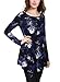 BAISHENGGT Women's Crewneck Long Sleeve Handkerchief Hem Tunic Top X-Large Dark Blue Floral