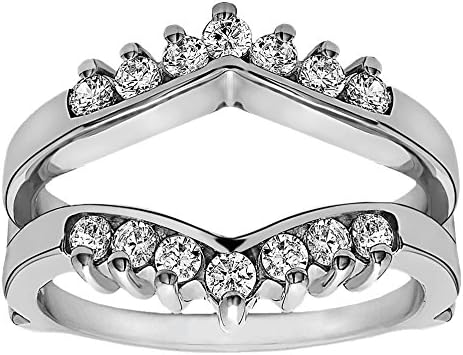 0.42ct Prong Set Solitaire Enhancer Simulated Diamonds Ring Guard Wrap White Gold Plated 14k 8
