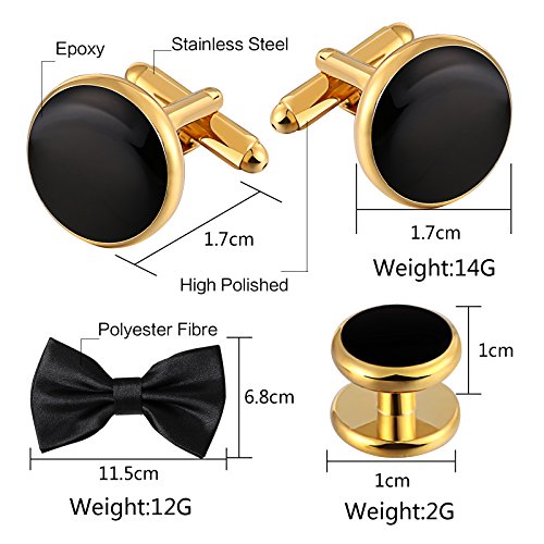 Aienid Cufflinks and Studs Set for Tuxedo Shirts Business Wedding Stainless Steel 2 Cufflinks and 8 Studs - Thumbnail 4