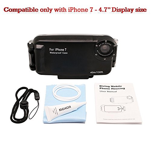 MEIKON 40m/130ft Underwater case for iPhone 7 & 8 (Black)