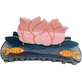 Fish and Lotus Hair Clip,Acetate Hair Claw,Small Hair Clips for Women