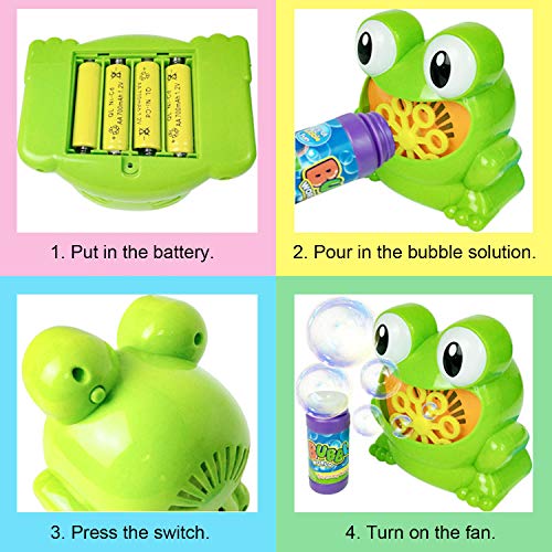 Cute Funny Battery Powered Electric Frog Bubble Maker Machine Blower Toy for Children Kids Baby Showers Swimming Pool Bathtub - Thumbnail 5