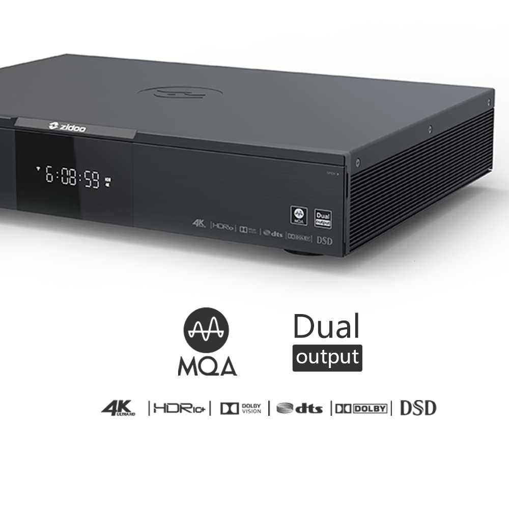 zidoo UHD3000 4K Media Player, Smart HDR Android TV Box | Internal DAC and Xmos | MQA Hardware decoding | Dual HDMI Output Ports | Dual Power Supply | USB DAC in and XLR Output
