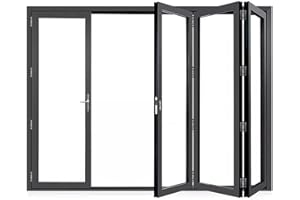 Aluminum Alloy Bifold Sliding Window - Interior Retractable Divider Gate with Tempered Glass for Fast Food Restaurants, Comme