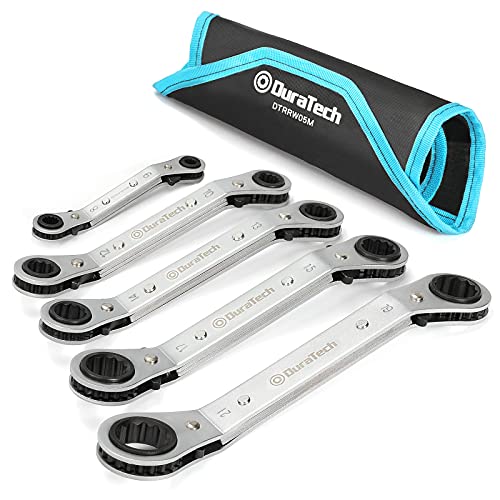 DURATECH 5 Pc Double Offset Box End Reversible Ratcheting Wrench Set