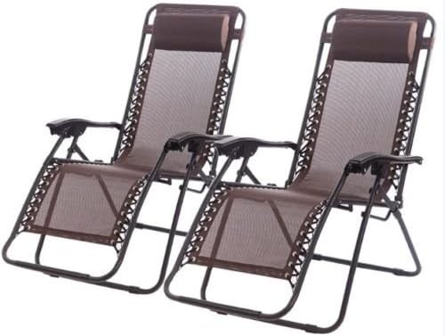 Armando New Zero Gravity Chairs Case of 2 Lounge Patio Chairs Outdoor Yard Beach O62/Brown