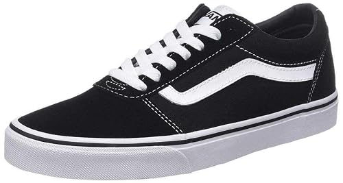Mens Vans Size 9, Ward Sneaker Black & White Suede Canvas Lace Up Shoes, Low Top Men's Trainers, Lightweight Sports Shoes by Vans Active Wear Range (9 UK)