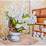 5D Diamond Painting by Number Kit, feilin Frog and Toilet Full Drill Rhinestone Embroidery Cross Stitch Supply Arts Craft Wall Decor Gift 30x30cm