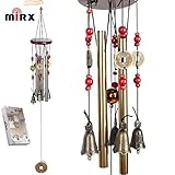 APEX OUTLET Bronze Metal Wind Chime 4 Tubes 5 Bells Woodstock 60cm Pure Handmade Wind Chimes Outdoor Indoor for Garden and Home, with Magical