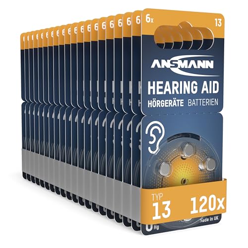 ANSMANN 120x Hörgerätebatterien Typ 13 Orange - Zink-Luft Batterien PR48