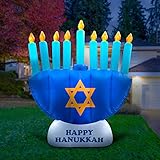 Holidayana 8ft Giant Inflatable Menorah Hanukkah Decoration | with Built-in Bulbs, Tie-Down Points, and Powerful Built in Fan