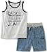 Calvin Klein Baby Boys 2 Pieces Tank Top Short Set, White/Gray, 24M