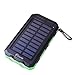20000mAh Solar Power Bank Solar Charger Waterproof Portable External Battery USB Charger Built in LED light with Compass for iPad iPhone Android Cellphones (Black & Green)