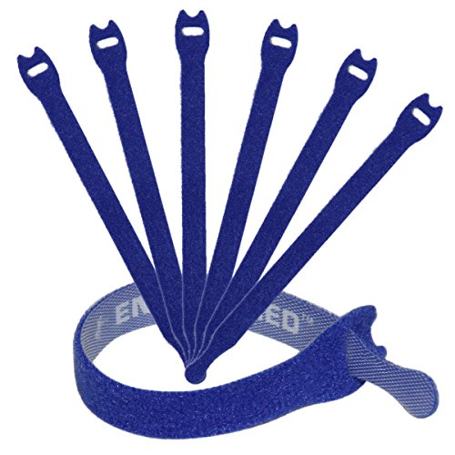 Reusable Cable Ties 1/2" x 8" for Cable Management and Organizing Cords - 30 Pack Bundled with 2 Bonus Cinch Straps (Blue)