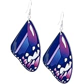SPUNKYsoul Cute Colorful Butterfly Wing Dangle Earring for Women Teal Purple Monarch